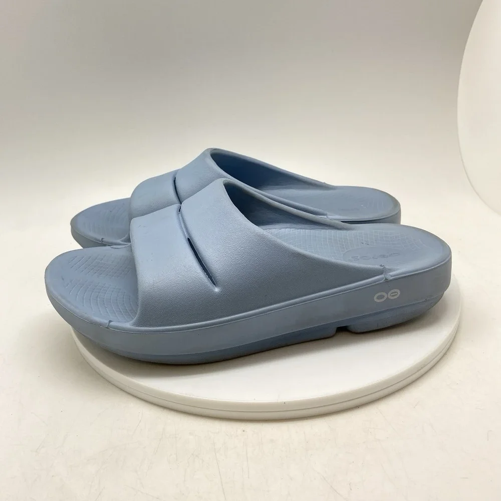 Oofos OOahh Sport Sandals Mens 8 Womens 10‎ Blue Open Slip On Recovery Rubber